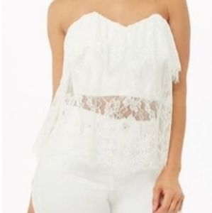 🌸 Floral Lace Tube Top - Ivory 🌸